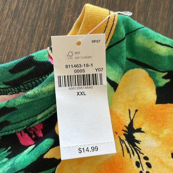 OLD NAVY  CREW NECK FLORAL TEE SHIRT Size XXL Short Sleeves Plus Size Colorful - Picture 6 of 9